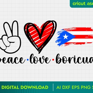 Puerto Rico SVG, Peace Love Boricua, Puerto Rico PNG, Boricua Design, Puerto Rico Tshirt Design, Sublimation PNG, Svg Cut File