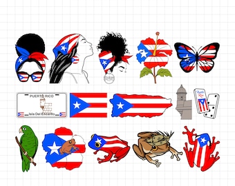 Puerto Rico Svg Bundle, Puerto Rico Svg, Boricua Svg, Puerto Rican, Puerto Rico Clipart, Boricua Png, Puerto Rico Flag, Coqui Frog, Cut File