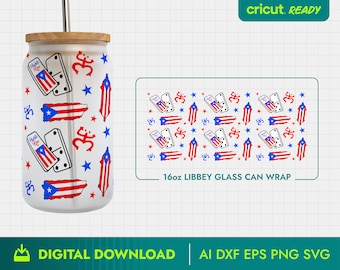 Porto Rico SVG, Libbey Wrap, 16 oz Libbey Glas Dose Wrap, Flagge von Porto, Boricua
