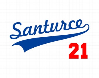 May include: A blue and red baseball-style graphic with the text "Santurce 21".