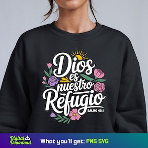 Dios Es Nuestro Refugio SVG, Spanish Christian Quote, Faith SVG, Bible Verse PNG, Christian Cut File, Digital Download