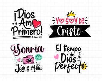 Christian Phrases Svg, Christian Quotes Svg, Spanish Christian Quotes, Christian Clipart Bundle, Religious SVG files, Christian Craft Files