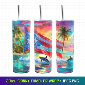 Puerto Rico Tumbler Wrap, Delfine Tumbler Wrap, 20oz Tumbler Wrap, Puerto Rico Flagge, Puerto Rican Pride, Boricua Design, Nahtlose Wrap