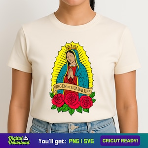 Nostra Signora di Guadalupe PNG, Virgen de Guadalupe SVG, Cricut Ready, Clipart della Vergine Maria, Arte cattolica messicana, Download digitale, Fede, Fai da te