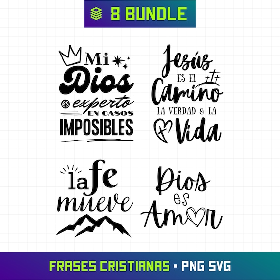Frases Cristianas SVG, Frases Religiosas PNG, SVG Bundle, Cricut Svg Frases, Frases Bonitas, Camisas Cristianas, Spanish Phrases