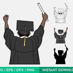 Graduierung Mann Schwarz Graduierung Afrikanische Graduierung SVG Eps Dfx Png Vektor Clipart Cricut Cut File
