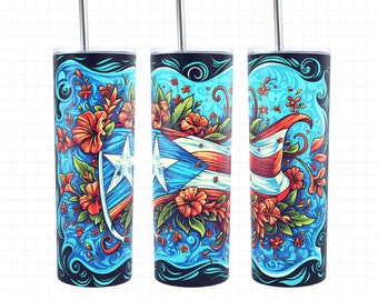 Puerto Rico Flag Tumbler, Puerto Rico Tumbler, Boricua Tumbler, 20oz Tumbler Wrap, Puerto Rican, Puerto Rico Design, Puerto Rico Png