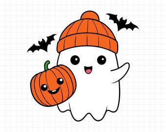 Cute Ghost Svg, Halloween Svg, Cute Ghost Png, Halloween Png, Bougie Ghost, Cute Ghost Shirt, Halloween Ghost, Ghost With Beanie, Cut File