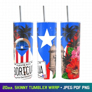 Porto Rico, Porto Rico Tumbler, Porto Rico Flag, Puerto Rico Png, 20oz Tumbler Wrap, Boricua, Portoricain, Sublimation