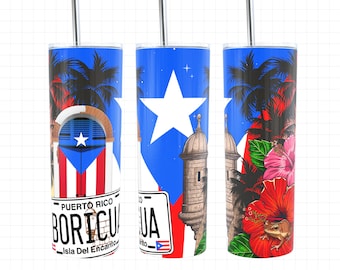 Puerto Rico, Puerto Rico Tumbler, Puerto Rico Flag, Puerto Rico Png, 20oz Tumbler Wrap, Boricua, Puerto Rican, Sublimation