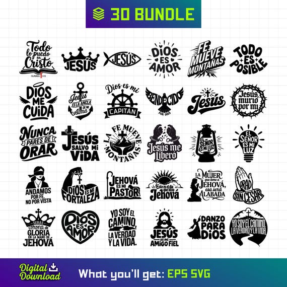 Frases Cristianas Bundle, Frases Cristianas Svg, Citas Religiosas Svg, Semana Santa Svg, Jesus Svg, Versiculos, Spanish Christian Quotes