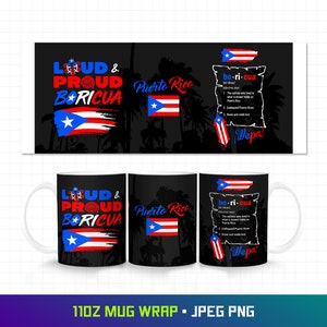 Puerto Rico 11oz Mug Wrap, Puerto Rico Png, Puerto Rico Flag, Puerto Rican, Boricua, Files For Sublimation