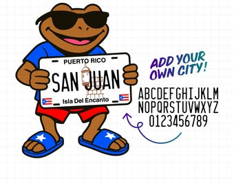 Puerto Rico Coquí Frog SVG PNG | PR License Plate Clipart | Puerto Rico Design | Boricua | Cricut Sublimation Digital Download