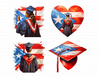 Puerto Rico Graduation Clipart, Puerto Rico Graduates, Puerto Rico Clipart, Puerto Rico Flag, Boricua, Puerto Rican, Sublimation