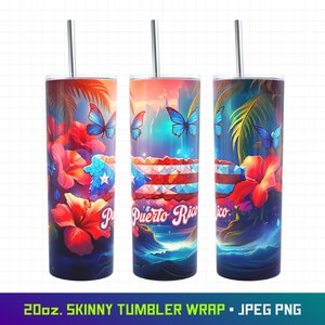 Puerto Rico Map Tumbler, Puerto Rico Tumbler, Puerto Rico Flag Tumbler, 20oz Tumbler Wrap, Puerto Rican Pride, Boricua Design, Seamless
