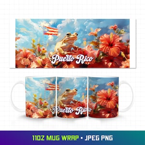 Puerto Rico 11oz Mug Wrap, Puerto Rico Png, Puerto Rican, Puerto Rico Flag, Coqui, Boricua Design, Amapola, Sublimation, Instant Download