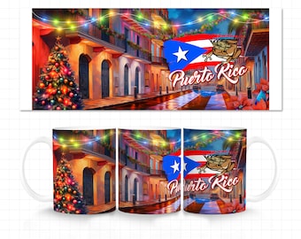 Puerto Rico Christmas, 11oz Mug Wrap, Puerto Rico Mug, Puerto Rico Design, Boricua, Puerto Rican, Puerto Rico Png, Sublimation