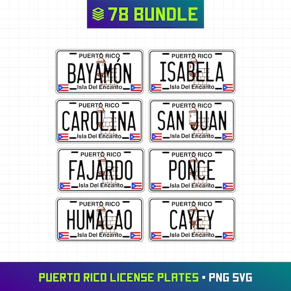 Puerto Rico SVG, Tablilla Puerto Rico, Pueblos Puerto Rico, Puerto Rico PNG, Puerto Rico Bundle, Puerto Rico License Plate, San Juan