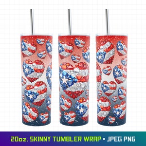 Gem Stone Puerto Rico Heart Tumbler Wrap, 20oz Skinny Tumbler Wrap, Puerto Rico Tumbler, Boricua Tumbler, Puerto Rican, Puerto Rico Flag