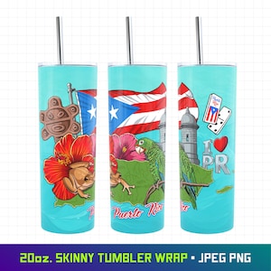 Puerto Rico Tumbler, 20oz Skinny Tumbler Wrap, Boricua Tumbler, Puerto Rican Tumbler, Puerto Rico Flag, Puerto Rican, Puerto Rico Design