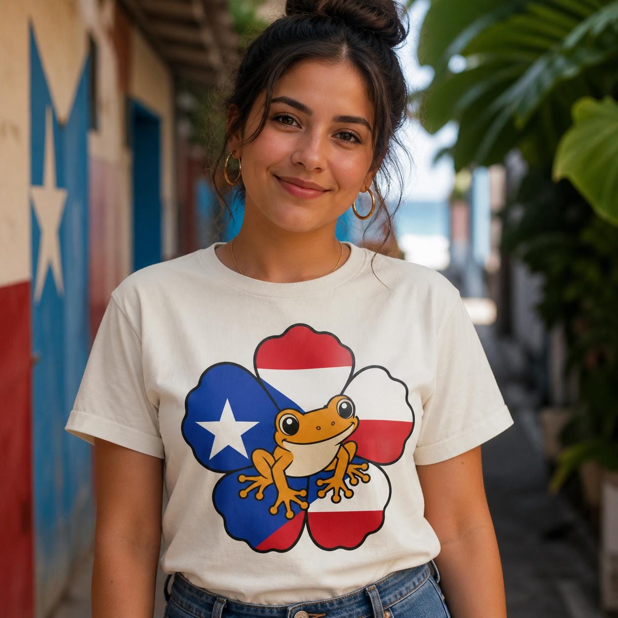 Coqui Frog Hibiscus SVG PNG | Puerto Rico Flag Cut File Boricua