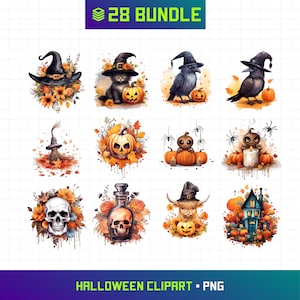 Halloween Clipart, Png Files For Sublimation, Halloween Bundle, Halloween Png, Autumn Sublimation Design, Fall Png, Halloween Watercolor