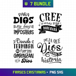 Frasi cristiane Svg, Pacchetto frasi cristiane, Frasi religiose, Settimana Santa, Frasi spagnole, Pacchetto cristiano, File di taglio