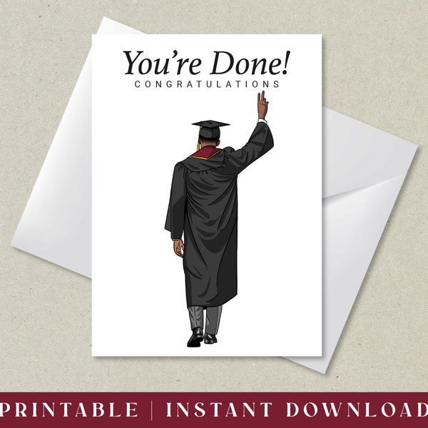 Black Man Graduation, Black Man Graduation Greeting Card, Black Graduate, African Graduate, Printable Card, Instant Download