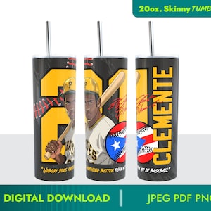 Envoltura de vaso de Puerto Rico, Vaso Roberto Clemente, Envoltura de vaso flaco de 20 oz, Béisbol de Puerto Rico, Boricua, Puerto Rico PNG