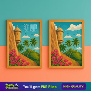 Arte de parede de La Garita del Morro | Pôster imprimível 2:3 da Velha San Juan | Decoração de casa em Porto Rico para Airbnb, cartões postais e presentes