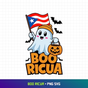 Boo Ricua Svg, Puerto Rico Halloween, Boricua Halloween, Boricua Ghost
