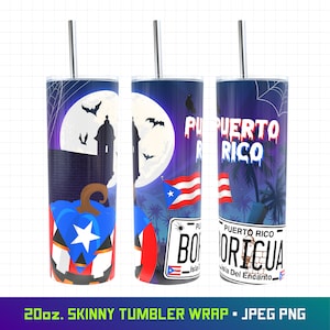 Puerto Rico Halloween Tumbler, 20oz Tumbler Wrap, Skinny Tumbler Wrap, Puerto Rico Flag, Puerto Rican Pride, Boricua, Halloween Tumbler