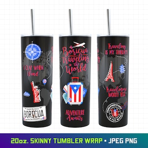 Puerto Rico Tumbler Wrap, 20oz Tumbler Wrap, Boricua Traveller Tumbler, Reisebecher, Boricua Design, Puerto Rican, Puerto Rico Png