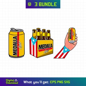 Medaille licht bier Svg-bundel, medaille licht bier png, Puerto Ricaans bier, Puerto Rico, Boricua, medaille licht sticker ontwerp