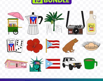 Puerto Rico SVG PNG Bundle, Boricua Clipart, Sapo Concho Design, Puerto Rican Flag, Cultural Digital Download