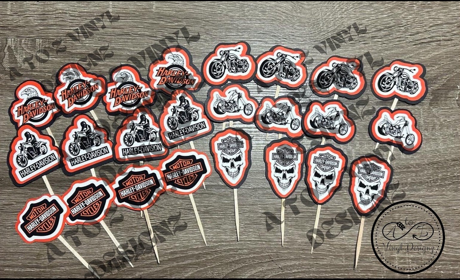 Harley Davidson Cupcake Toppers Etsy