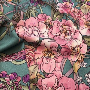 Exclusive Dress Wool/Silk  Floral Twill Fabric, Designer Fabrics, Luxury Italian Fabrics.