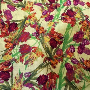 Designer Floral Wool Voile Fabric, Premium Quality, Luxury Italian Fabric by Yard.