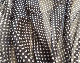 Black Polka Dots Silk Thin Organza, Luxury Italian Fabrics by Yard.