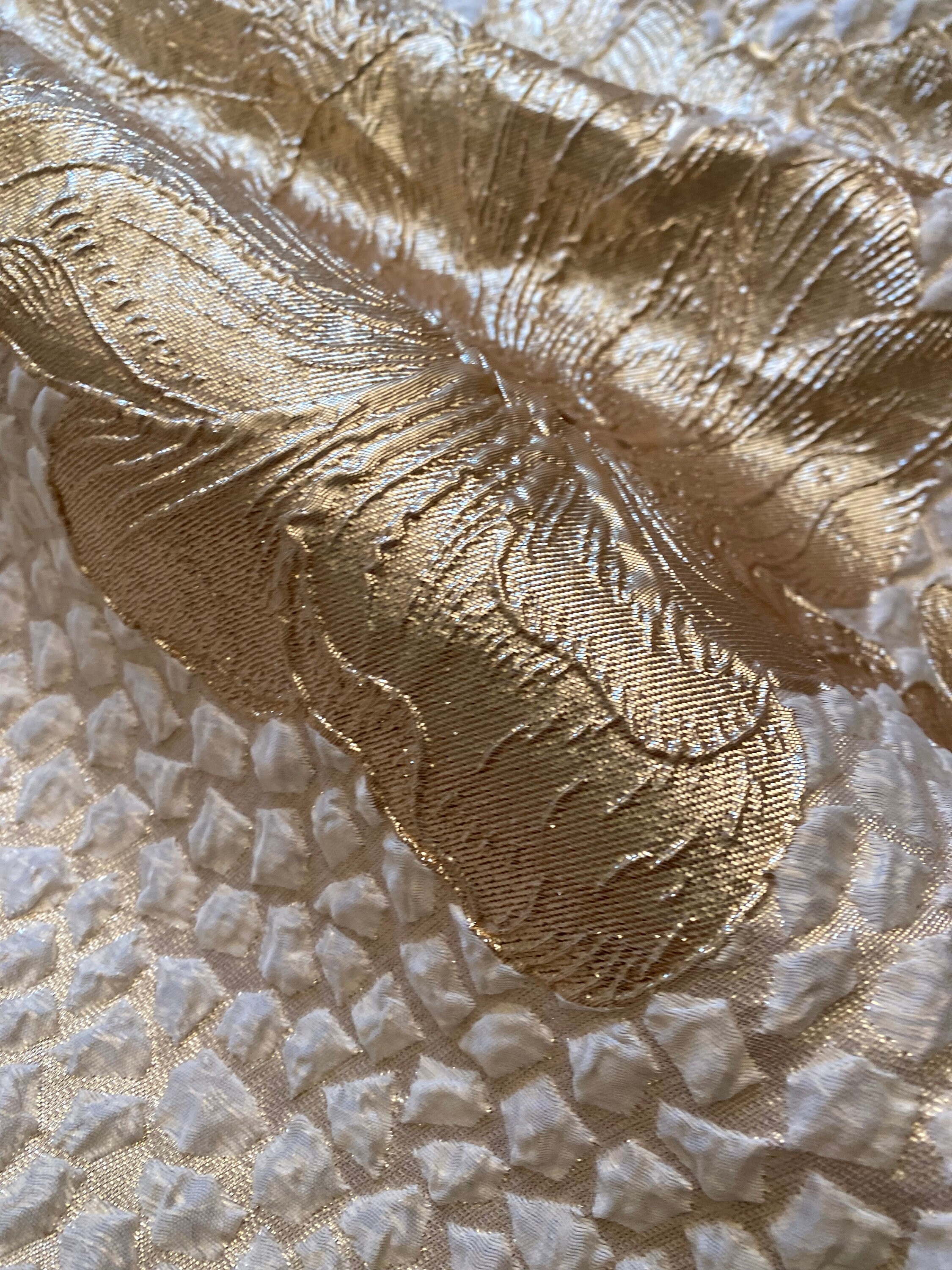 Queen Kathryn Designer Burnout Medallion Cut Velvet Fabric Metallic Gold &  Black Drapery