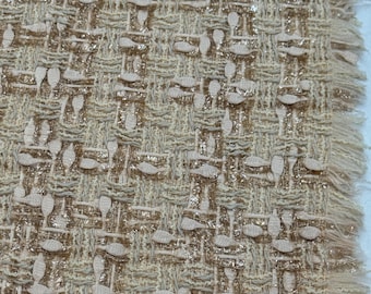 Couture Beige with Lurex Tweed Fabric, Luxury Italian Fabrics.