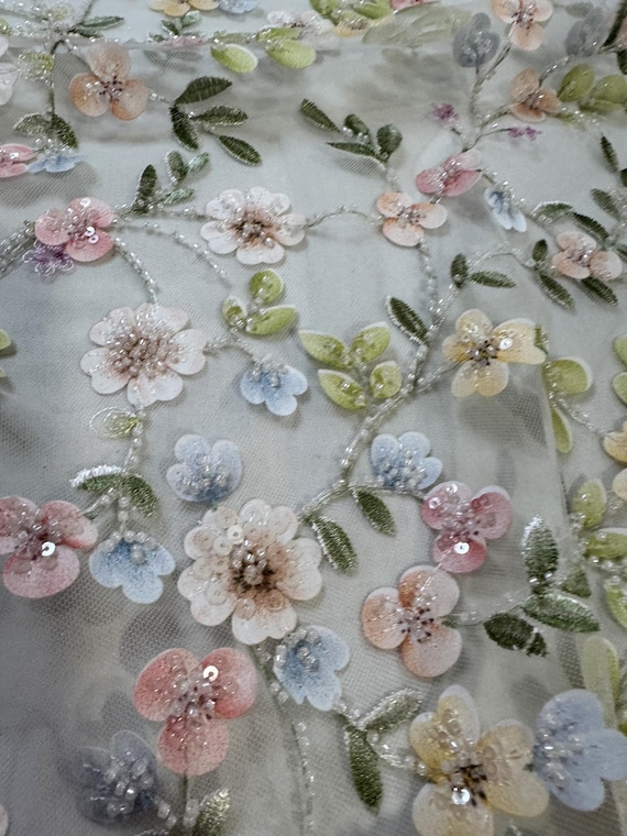 Rare Find Evening Embroidered Tulle, Exclusive Collection, Luxury Italian Fabrics.
