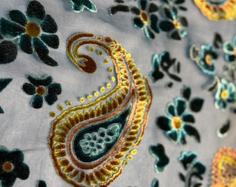 Devore  Fabric in Green, Luxury Italian Fabric by Yard.