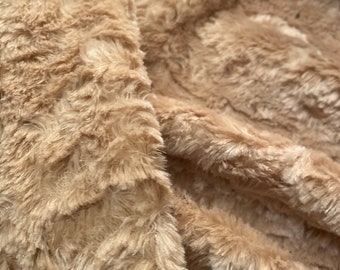 Beige Faux Fur Fabric: Luxury Italian Fashion Fabric by the Yard