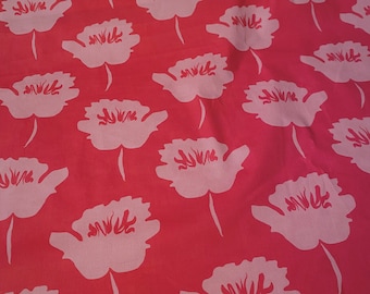 Fuschia Floral Cotton Shirting Fabric: Italian Designer Fabric