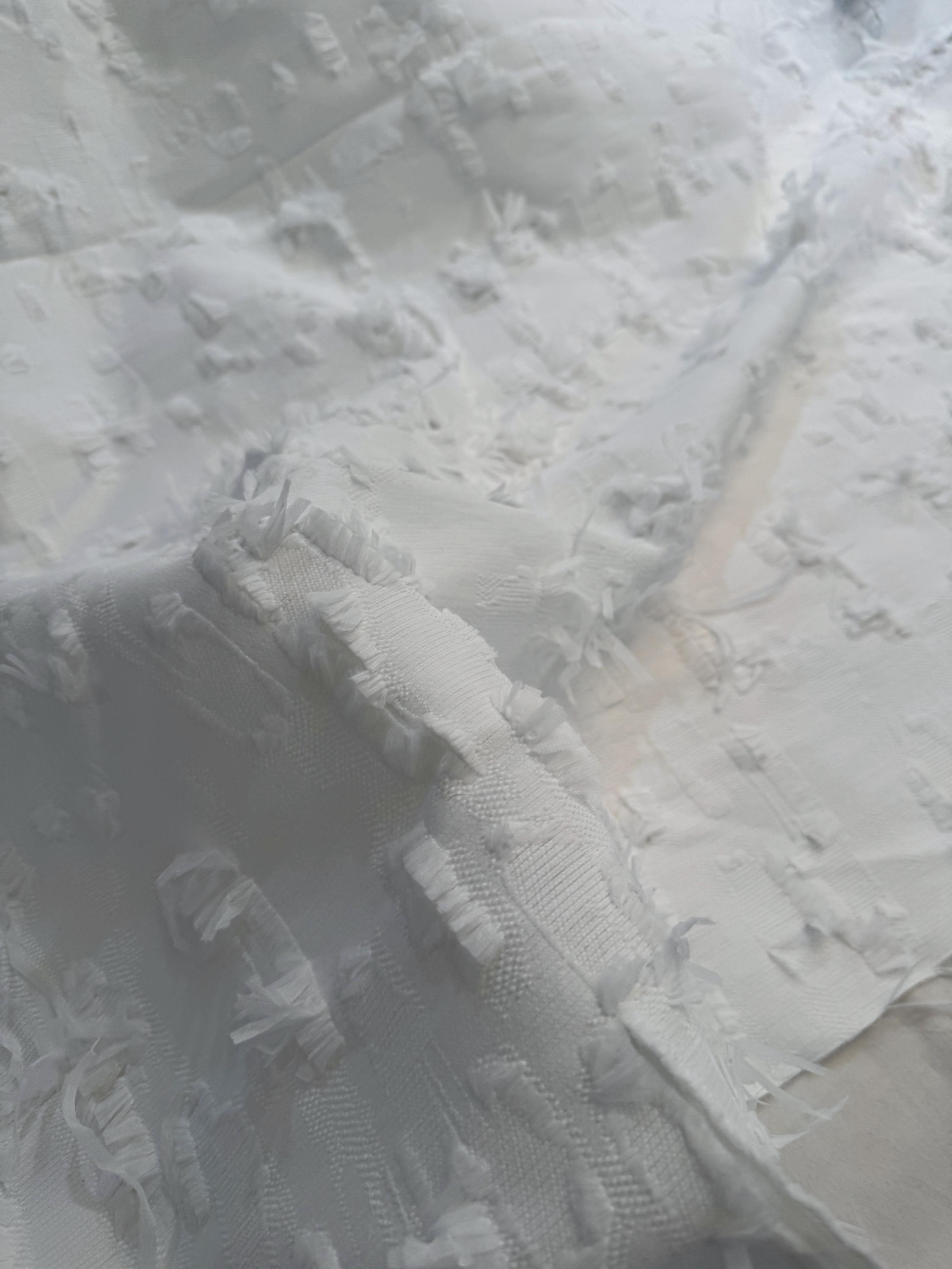 Polyester Fabric Ripped White Ripped Cotton/polyester Fabric - Luxury Italian Designer Fabric ...