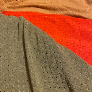 Lurex Jersey Fabric: Italian Luxury Knit - Terracotta, Red, Olive - By The Yard