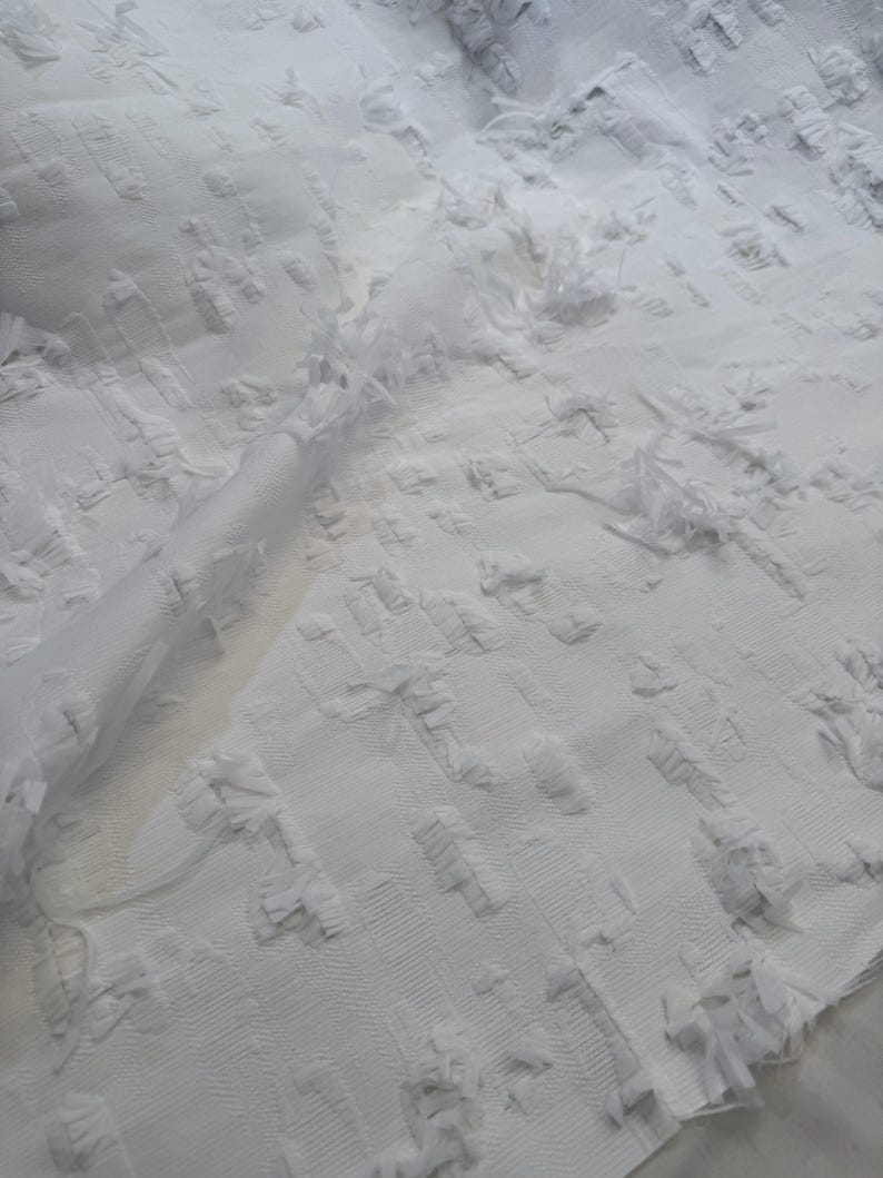 Polyester Fabric Ripped White Ripped Cotton Polyester Fabric - Luxury Italian Fabric by the ...