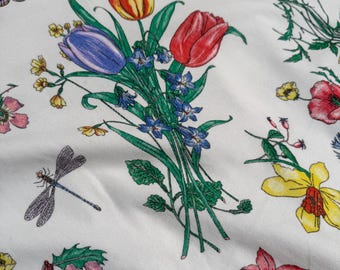 Floral Jersey Knit  Fabric, Luxury Italian Fabric by Yard.