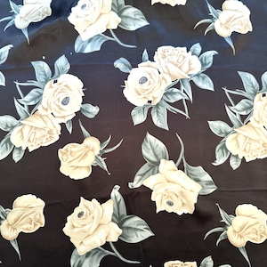 Silk Charmeuse Roses Printed Fabric, Luxury Italian Fabrics by Yard.